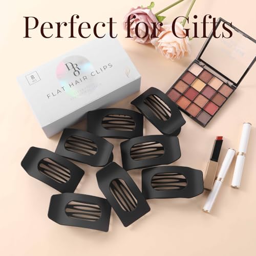 Black Flat Hair Clips 8-Pack – Large Matte Claw Clips for Thick & Thin Hair