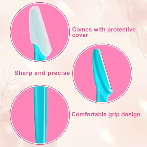 Eyebrow Razor Face Shavers for Women Men - 12 Pack Multipurpose Facial Hair Removal & Exfoliating Tools with Protective Covers - Variation of THIS listing