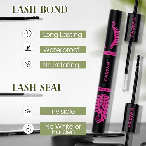 FADVAN DIY Lash Extension Kit 60D Volume Lash Clusters Kit with Lash Bond and Seal 280 pcs Thick Individual Lashes 8-16 mm D Mink Lashes Cluster, Lash Cluster Remover and Tweezers