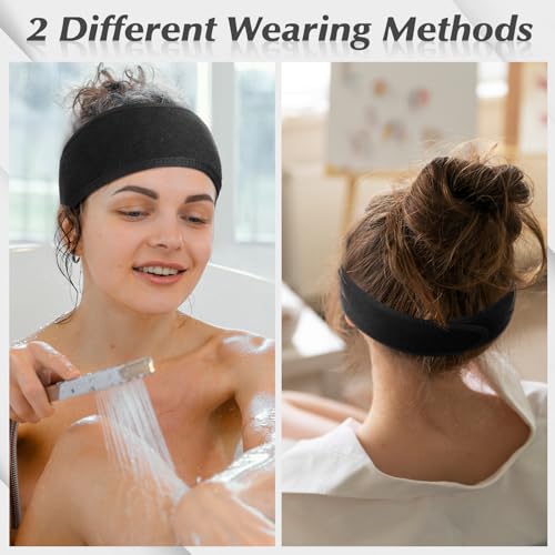 Obeoby 4 Pack Soft Water-Absorbing Spa Facial Headbands for Women, Adjustable Hair Wraps