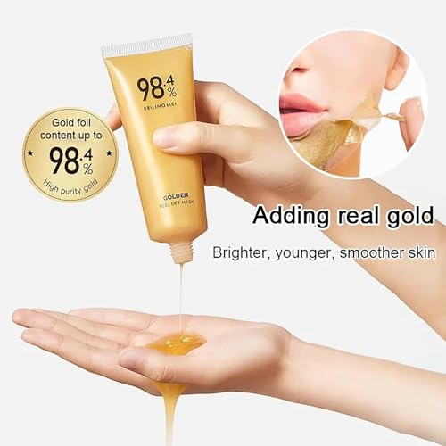 NEWUREHO 3 Pack 98.4% Gold Peel Off Facial Mask, Golden Exfoliating Mask for Blackhead and Pore Cleansing, Gold Foil Tear off Mask Anti-Aging Anti-wrinkle Reduces Fine Lines and Deep Cleansing