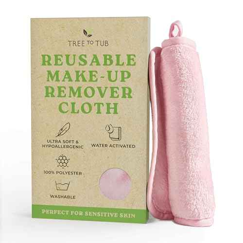 Tree To Tub Reusable Makeup Remover Cloth for Face - Pink Washable Microfiber Makeup Remover Towels for Gentle Cleansing, Washcloth for Daily Use, Face Towels for All Skin