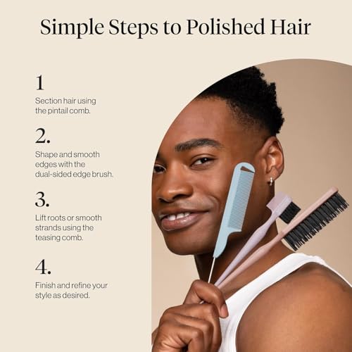 Kitsch Slick Back Hair Brush & Styling Comb Set - Edge & Pintail Kit