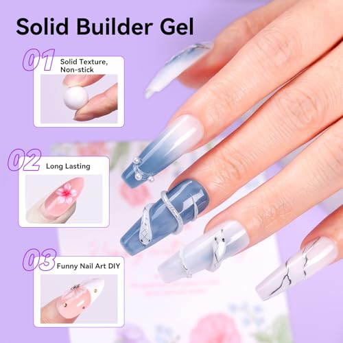Makartt 4-in-1 White Solid Builder Gel - Non-Sticky 3D Nail Art & Extension Gel