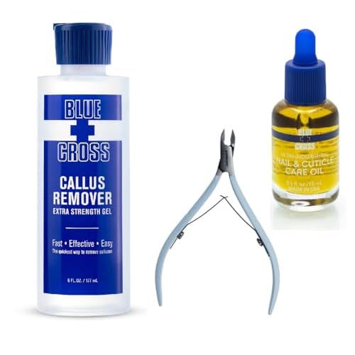 Blue Cross Professional Nail & Cuticle Care, Extra Strength Callus Remover Gel, 6mm Stainless Steel Cuticle Nippers, and All Natural Mineral Oil Free Cuticle Oil, 3 Pack Bundle