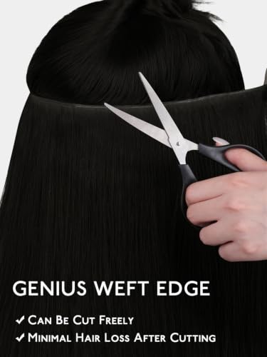 Wennalife Tape-In Weft Hair Extensions 22 Inch Jet Black Remy Human Hair, 2 Pack