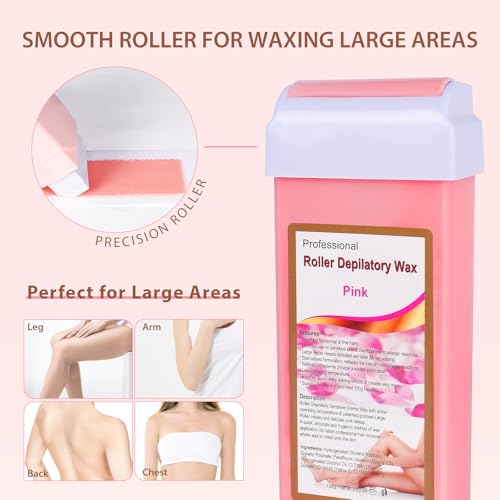 Roll on Wax Refill: 4 Rose Wax Roller Refill - Hair Removal Cartridge for Body Legs Arms (100g/3.53oz, 4 Pack)