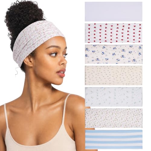 7-Pack Non-Slip Floral Headbands for Women - Soft & Stretchy Hair Accessories