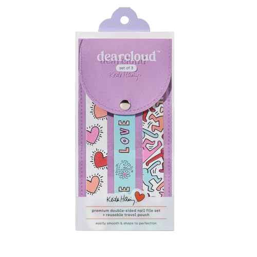 dearcloud Keith Haring Nail Files Set - Double-Sided Emery Boards with Travel Pouch
