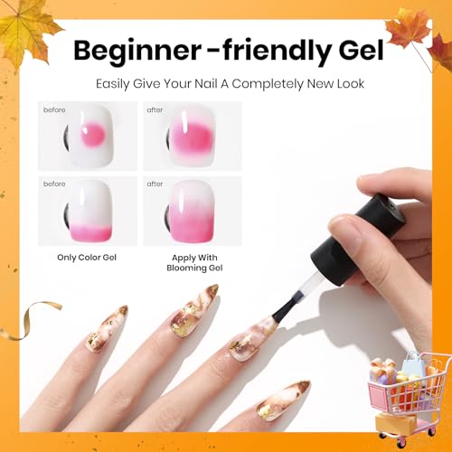 Beetles Blooming Gel 15ml & 31 Nail Art Brushes Kit for Creative Nail Designs