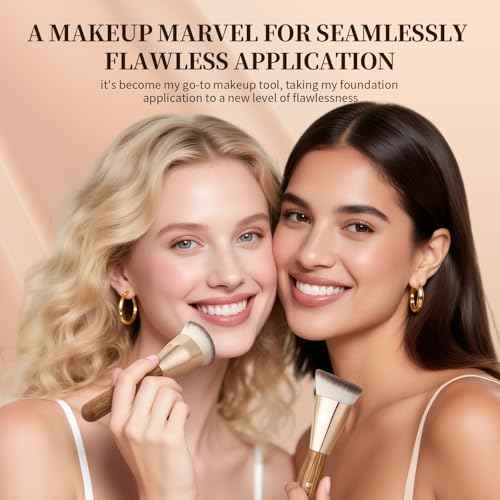 DUcare Angled Foundation Brush for Flawless Makeup Application Professional Liquid, Cream Powder Foundation Brush with Dense Bristles - Contoured for Precise Blending and Buffing
