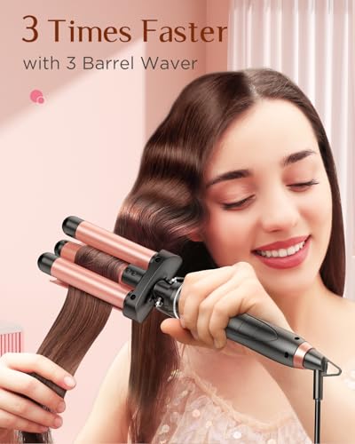 5-in-1 Curling Iron Set with Flat Iron and Hair Waver - Rose Gold