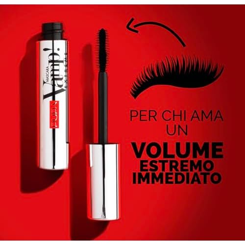 PUPA Milano Vamp! Extreme Mascara - For Voluminous And Dramatic Eyelashes Lengthening Defining Formula Adds Impact Boost Your Eye Allure With Long, Thick Lashes 010 Extra Black 0.4 Oz, I0111752