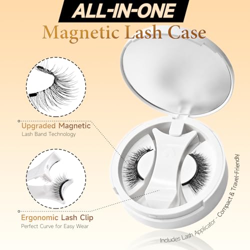 Magnetic Eyelashes Without Eyeliner, No Glue Magnetic Lashes with Applicator, Reusable Natural Look Lashes, Lightweight & Comfortable, Easy to Apply and Remove-3