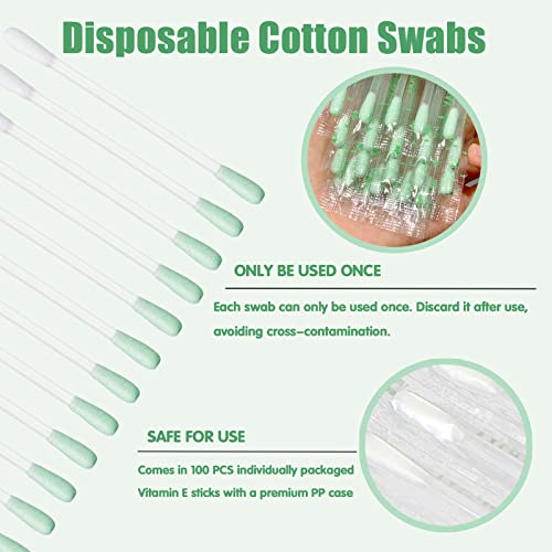 Geodurn 100 Pcs Cotton Makeup Remover Swabs with Vitamin E for Sensitive Skin