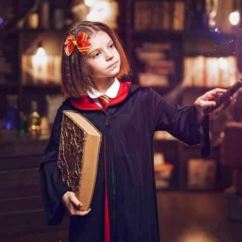 2PC Stripe Hair Bow Clips 4 Inch Women Wizard Hair Accessories Red