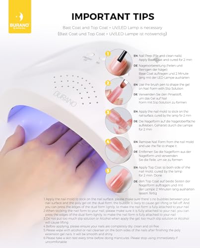 BURANO 6-Color Poly Extension Gel Kit - Glitter Builder Gel Starter Set