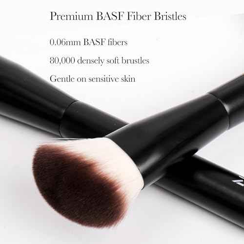 Professional Foundation Brush for Liquid Makeup - 0.06mm Ultra-Fine Bristles | Contour brush Liquid Cream Blending Angled Shape | No Shedding & Easy Clean | Kabuki Makeup Brushes