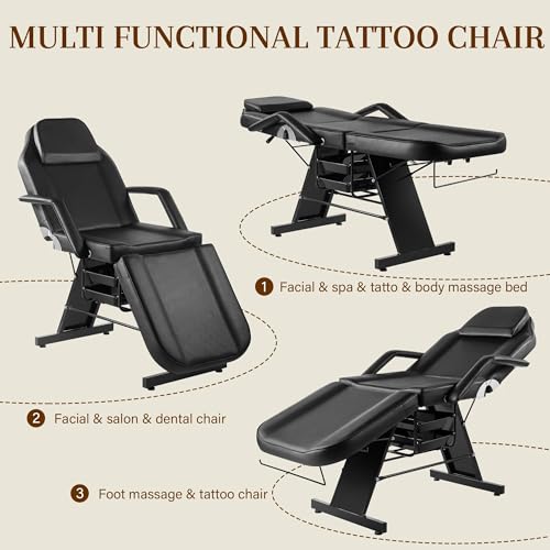 KIIUMI Tattoo Chair & Facial Bed with Hydraulic Stool - Multi-Purpose Salon