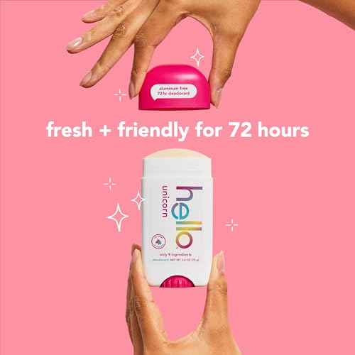 hello Unicorn Aluminum Free Deodorant, 72-Hour Protection, 2 Pack