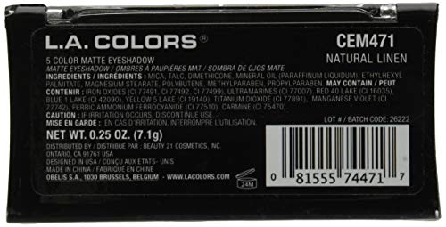 L.A. COLORS 5 Color Matte Eyeshadow Palette - Natural Linen