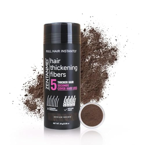 Hair Fibers for Thinning Hair - Natural Building Powder, Medium Brown