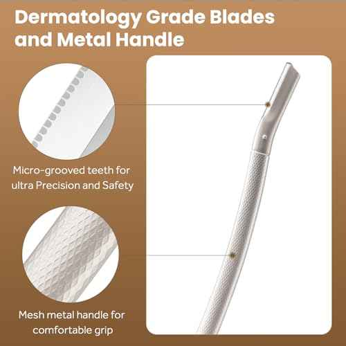 Eyebrow Razor Dermaplaning Tool with 10 Blade Refills Exfoliating Face Razors for Women Facial Razor for Peach Fuzz and Eyebrow Hair Removal