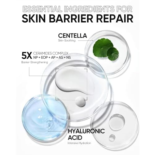 5X Ceramides Moisture Barrier Cream, Hydrating Skin Barrier Repair Face Moisturizer for All Skin Types with Hyaluronic Acid & Centella, Daily Moisturizer, Non-Comedogenic