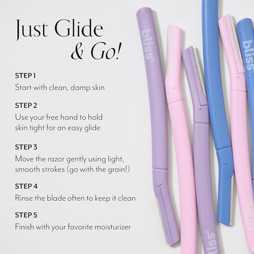Bliss Stainless Steel Disposable Dermaplaning Tools | Facial Exfoliator and Eyebrow Razor to Dermaplane Peach Fuzz -1 Pack 12 count