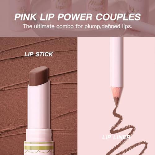 2-in-1 Waterproof Matte Lipstick & Lip Liner Pen Set