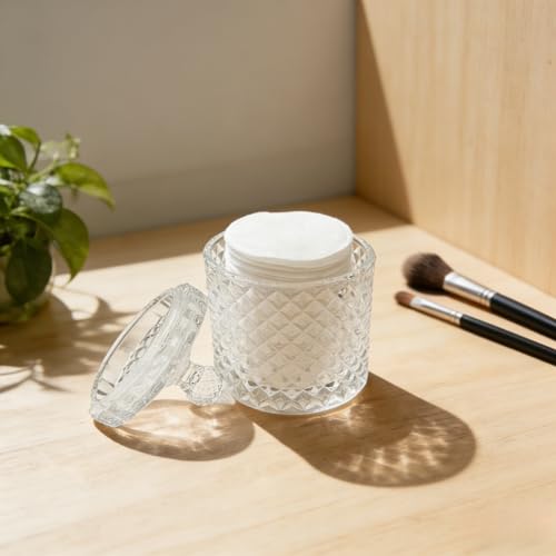 200 Count Bamboo Cotton Swabs with Glass Holder for Makeup & Care