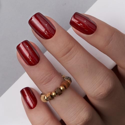CurvLife Soft Gel Press On Nails French Tip Grayish Red