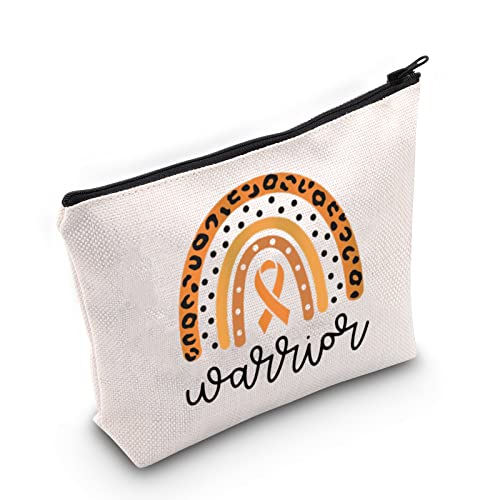 BLUPARK Leukemia Awareness Makeup Bag Leukemia Survivor Gift Leukemia Warrior Gift Orange Ribbon Support Zipper Bag (Leukemia Warrior)