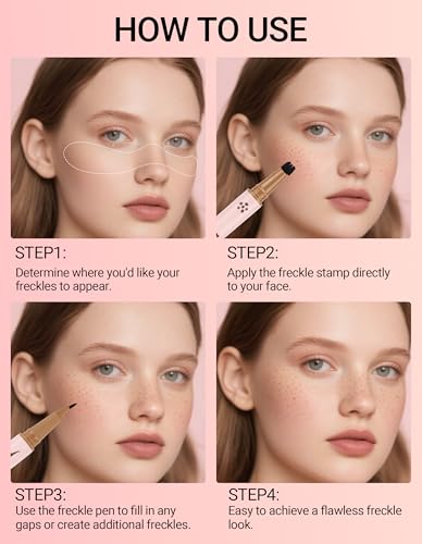 Erinde 2-In-1 Freckle Pen & Stamp Makeup Set - Waterproof