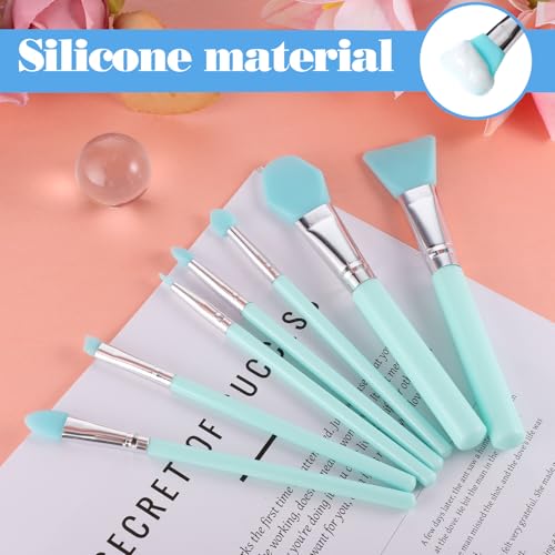 7-Piece Silicone Brush Applicator Kit - Green for Makeup & Crafting
