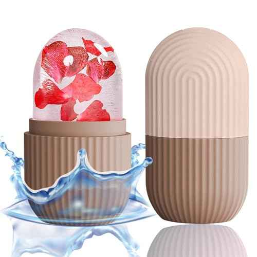 XHJRI Ice Face Roller Massager,Ice Cube Roller for Face, Eyes and Neck Naturally Conditioning and Skin Care,De-Puff Eye Bags,Reduce Migraine Pain,Reusable Massage Silicone Ice Mold (Coffee)
