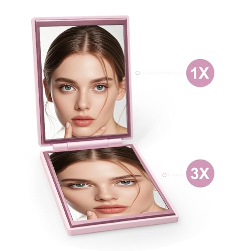 Kintion Compact Travel Mirror 1x/3x Magnification Pink