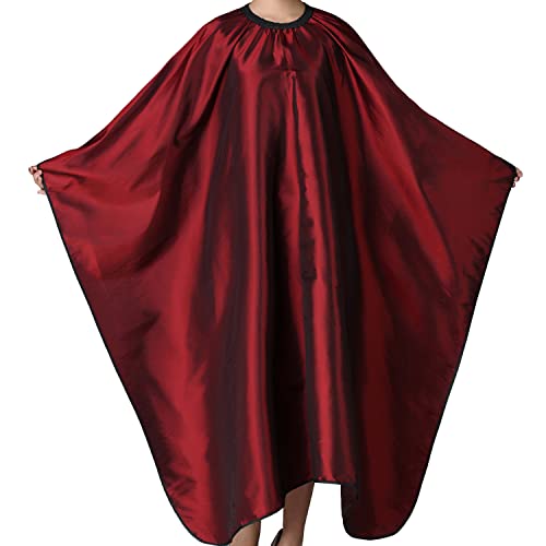 Iusmnur Barber Cape, Professional Hair Salon Cape with Adjustable Metal Clip, Shampoo Hair Cutting Cape for Barbers and Stylists - 55 x 63 inches (Wine Red)