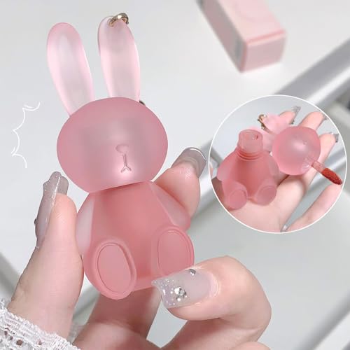 3-Piece Matte Liquid Lipstick Set with Cute Rabbit Keychain