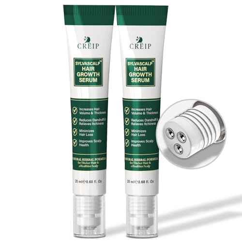 Hair Growth Serum Roll-On: Advanced Scalp Stimulator with 16 Botanical Extracts Veganic Natural Hair Growth Oil for Thicker Fuller Hair (2 Pack (2 * 20ml, Mint)