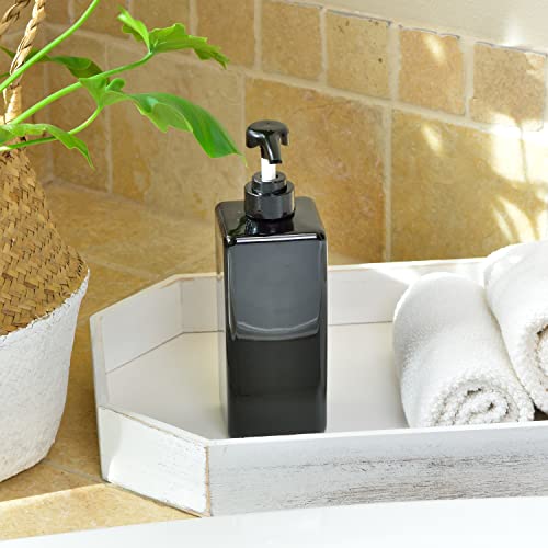 Youngever 3 Pack Pump Bottles for Shampoo 24 Ounce, Empty Shampoo Pump Bottles, Plastic Square with Lockdown-Leak Proof-Pumps (Black)