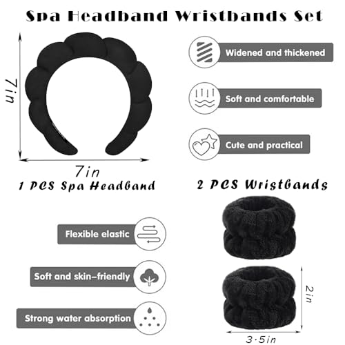 Spa Headband & Wristband Set - Face Washing Skincare Headbands
