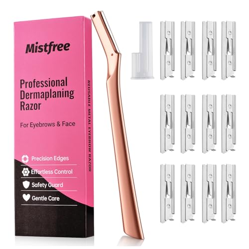 Mistfree Rose Gold Dermaplane Razor for Women with 12 Blades - Facial Hair & Peach Fuzz Removal