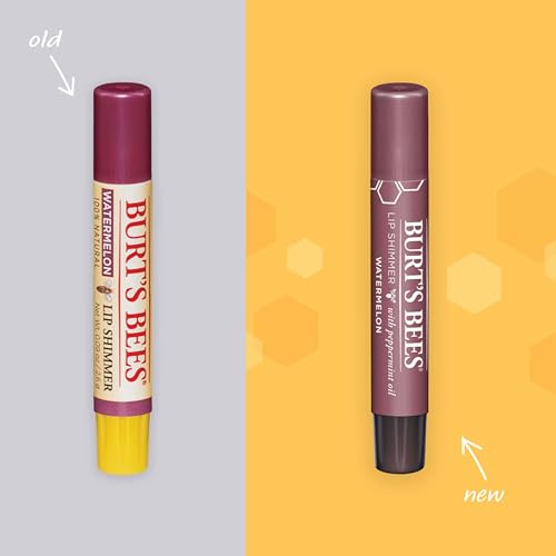 Burt's Bees Lip Shimmer, Lip Gloss With Responsibly Sourced Beeswax, Watermelon, Natural Origin Lip Care, 1 Tube, 0.09 oz.