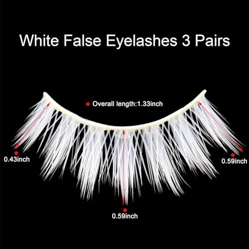White False Eyelashes - Natural 3 Pairs Handmade Lashes