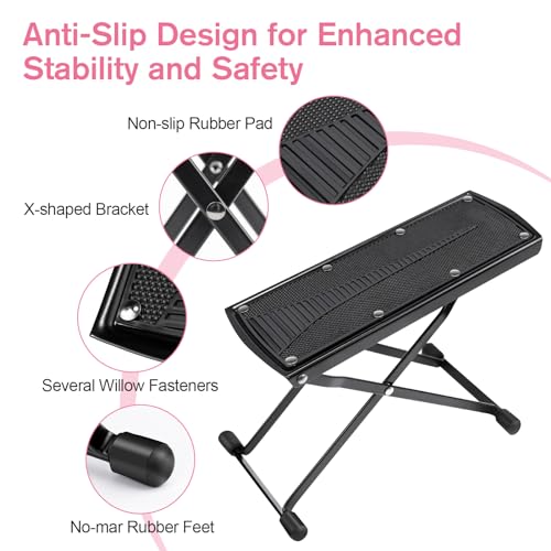 Adjustable Pedicure Foot Rest - 6 Heights, Foldable & Non-Slip
