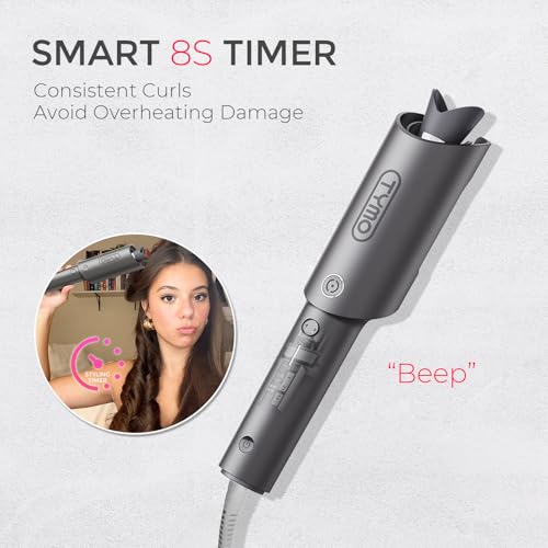 TYMO CURLPRO Automatic Rotating Curling Iron 1 Inch Metallic Gray Beach Waves