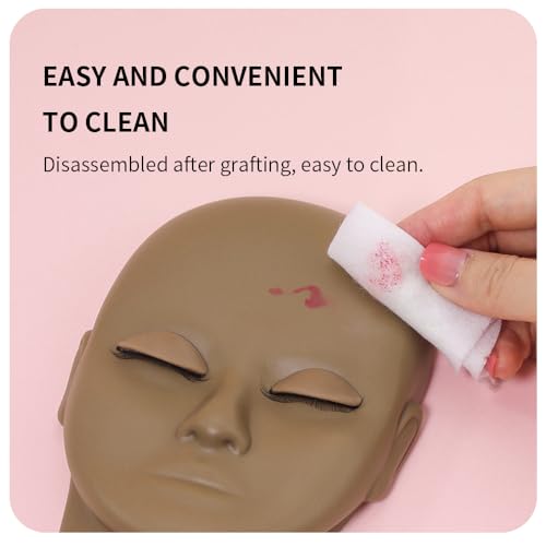 Lash Mannequin Head, Eyelash Extension Mannequin Head with Replaceable Eyelids, Premium Silicone Material, Skin Color