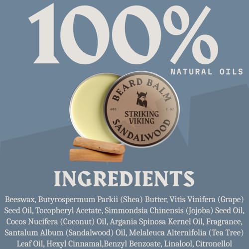 Striking Viking Beard Oil and Balm - Men's Beard Grooming Kit with All-Natural Beard Oil and Leave in Beard Balm Conditioner - Enriched with Argan and Jojoba Oil, Sandalwood