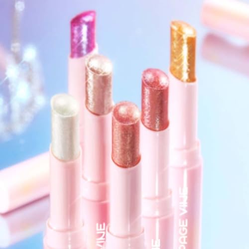 Glitter Crystal Jelly Glaze Stick - Long Lasting Shimmer Eyeshadow & Eyeliner Pencil, Waterproof & Smudge Proof, Easy to Blend for Natural or Glam Makeup Looks (01#ROSY GEM)